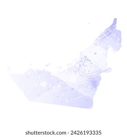 Mapa vectorial detallado. Emiratos Árabes Unidos. Estilo acuarela. Color perenne. Color lila delicado. Púrpura pastel.