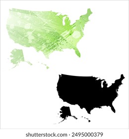 High detailed vector map. United States.