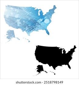 Alto mapa de Vector detallado. Estados Unidos.