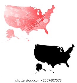 High detailed vector map. United States.