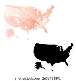 High detailed vector map. United States.