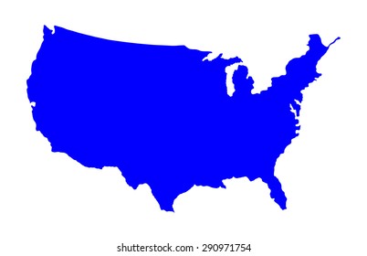 High detailed vector map - United States, blank silhouette isolated on white background. 