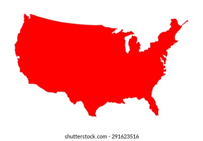 High detailed vector map - United States, blank silhouette isolated on white background. 