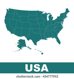 High detailed vector map - United States. USA vector flat