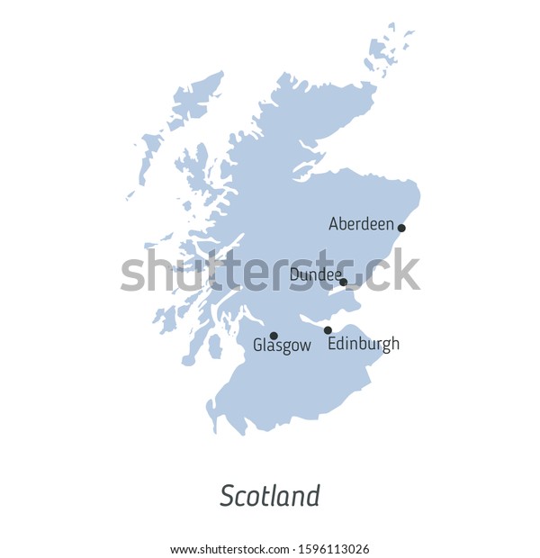 High\
detailed vector map - United Kingdom of Great Britain and Northern\
Ireland. Silhouette isolated on white background. Vector\
illustration. Map of Scotland and with city\
names