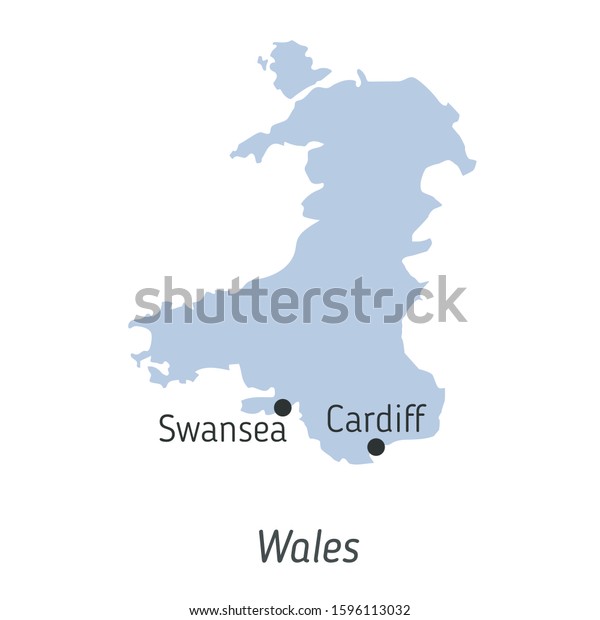 High detailed vector map -\
United Kingdom of Great Britain and Northern Ireland. Silhouette\
isolated on white background. Vector illustration. Map of\
Wales
