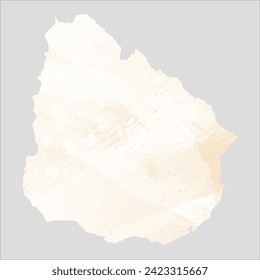 High detailed vector map. Uruguay. Watercolor style. Banana color. Pastel yellow color.
