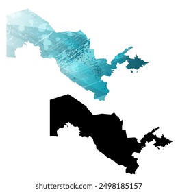 Alto mapa de Vector detallado. Uzbekistán.