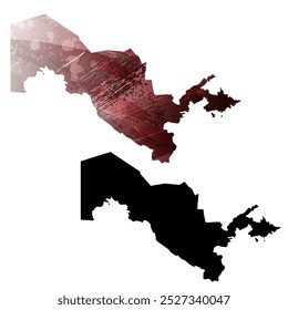 Alto mapa de Vector detallado. Uzbekistán.