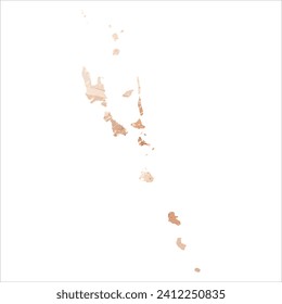 High detailed vector map. Vanuatu. Watercolor style. Antique brass. Light brown. Gold color.