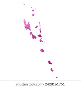 High detailed vector map. Vanuatu. Watercolor style. Eggplant color. Purple bright color.