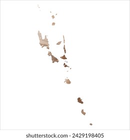 High detailed vector map. Vanuatu. Watercolor Style. Beige and brown color.