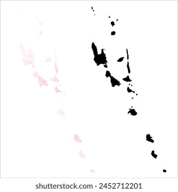 High detailed vector map. Vanuatu. Set of two cards. Watercolor style. Pink color. Black card.