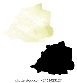 High detailed vector map. Vatican City. Set of two cards. Watercolor style. Yellow lemon color. Black card.