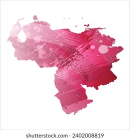 Hohe detaillierte Vektorkarte. Venezuela. Aquarell. Amaranth, violett.