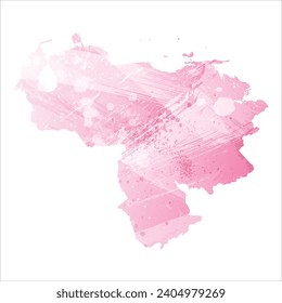 High detailed vector map. Venezuela. Watercolor style. Amaranth pink color.