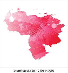 Mapa vectorial detallado alto. Venezuela. Estilo acuarela. Color rojo amaranto.