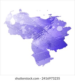 High detailed vector map. Venezuela. Watercolor style. Aspid blue color. A violet, delicate, pastel color.