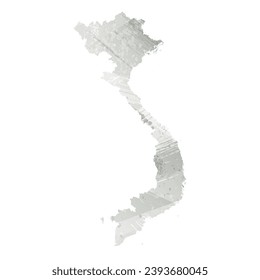 High detailed vector map. Vietnam. Watercolor style. Agate gray.