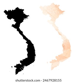 Mapa de Vector detallado. Vietnam.