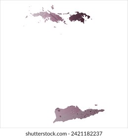 High detailed vector map. Virgin Islands. Watercolor style. Eggplant color. Pastel purple color.