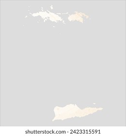 High detailed vector map. Virgin Islands. Watercolor style. Banana color. Pastel yellow color.
