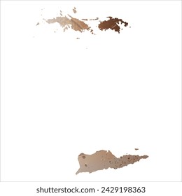 High detailed vector map. Virgin Islands. Watercolor Style. Beige and brown color.