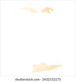 High detailed vector map. Virgin Islands. Watercolor style. Yellow color.