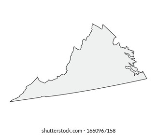 Mapa vectorial detallado. Estado de Virgina USA.