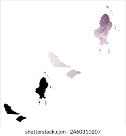 High detailed vector map. Wallis and Futuna. Set of two cards. Watercolor style. Purple color. Black card.