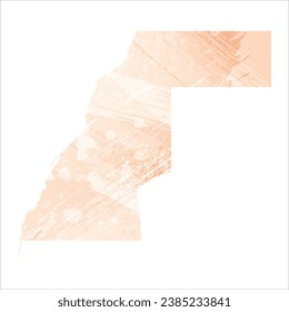 High detailed vector map. Western Sahara. Watercolor style. Apricot color.