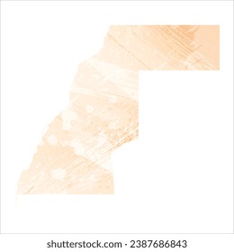 High detailed vector map. Western Sahara. Watercolor Style. Apricot delicate color.