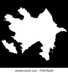 High detailed vector map, white one black background - Azerbaijan
