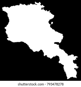 High detailed vector map, white one black background - Armenia