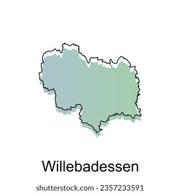 High detailed vector map of Willebadessen modern outline, Logo Vector Design. Abstract, designs concept, logo, logotype element for template.