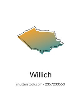 High detailed vector map of Willich modern outline, Logo Vector Design. Abstract, designs concept, logo, logotype element for template.