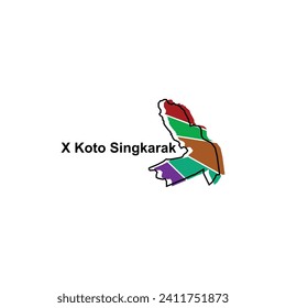 Mapa vectorial detallado del contorno moderno X Koto Singkarak, Diseño vectorial de Logotipo. Resumen, concepto de diseños, logotipo, elemento de logotipo para plantilla.