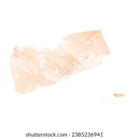 Mapa vectorial detallado alto. Yemen. Estilo acuarela. Color del icono.