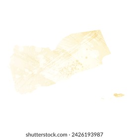 Detaillierte Vektorkarte mit hoher Auflösung. Jemen. Aquarellstil. Bananenfarbe. Pastellgelb. Zartes Gelb.