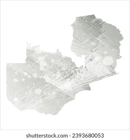 Mapa vectorial detallado alto. Zambia. Estilo acuarela. Agate gris.