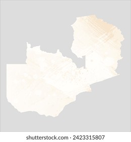 High detailed vector map. Zambia. Watercolor style. Banana color. Pastel yellow color.

