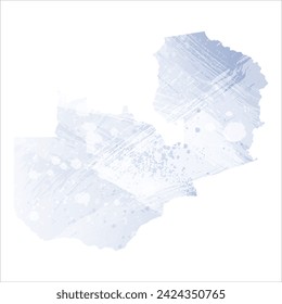 High detailed vector map. Zambia. Watercolor style. Periwinkle color. Pastel lilac color. Delicate purple.