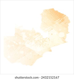 High detailed vector map. Zambia. Watercolor style. Yellow color.