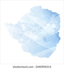 Mapa vectorial detallado. Zimbabue Estilo acuarela. Flor de maíz pálida. Color azul.