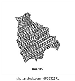 high detailed vector map.Bolivia map Line black.