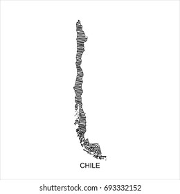 high detailed vector map.Chile map Line black.