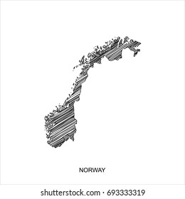 high detailed vector map.Norway map Line black.