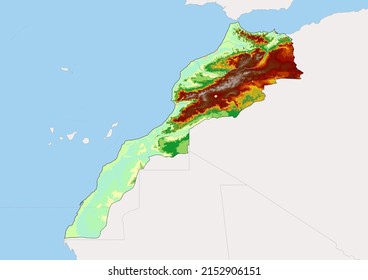 High Detailed Vector Morocco Physical Map Stock Vector Royalty Free High Detailed Vector Morocco Physical 260nw 2152906151