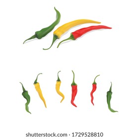 Hochgradig detaillierte Vektorpaprika und verschiedene Chilis,
