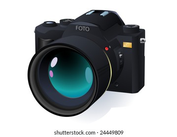 high detailed vector professional SLR camera